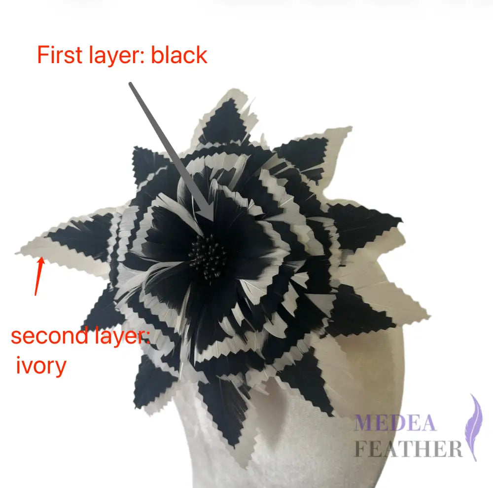 Double Zigzag Layers Goose Feather Flower DS260812 - Custom - Please add text below