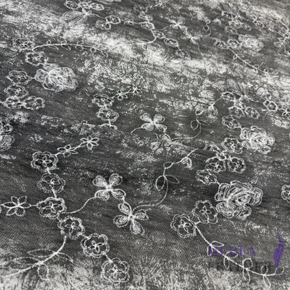 Exclusive Design Gray Flower Embroidered Fabric for Dress DIY craft