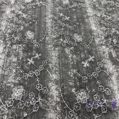Exclusive Design Gray Flower Embroidered Fabric for Dress DIY craft