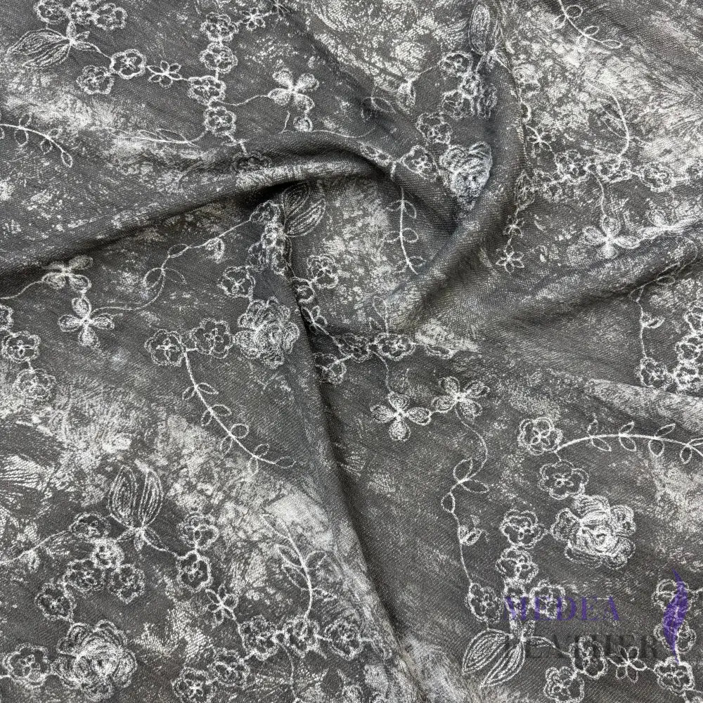 Exclusive Design Gray Flower Embroidered Fabric for Dress DIY craft
