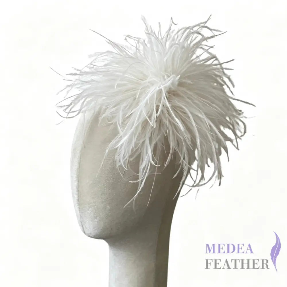 Extra Large 25cm Ostrich Feather Ball Feather Brooch DS261009 - #01 Ivory / Felt pad