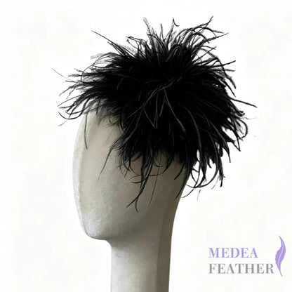 Extra Large 25cm Ostrich Feather Ball Feather Brooch DS261009 - #03 Black / Felt pad