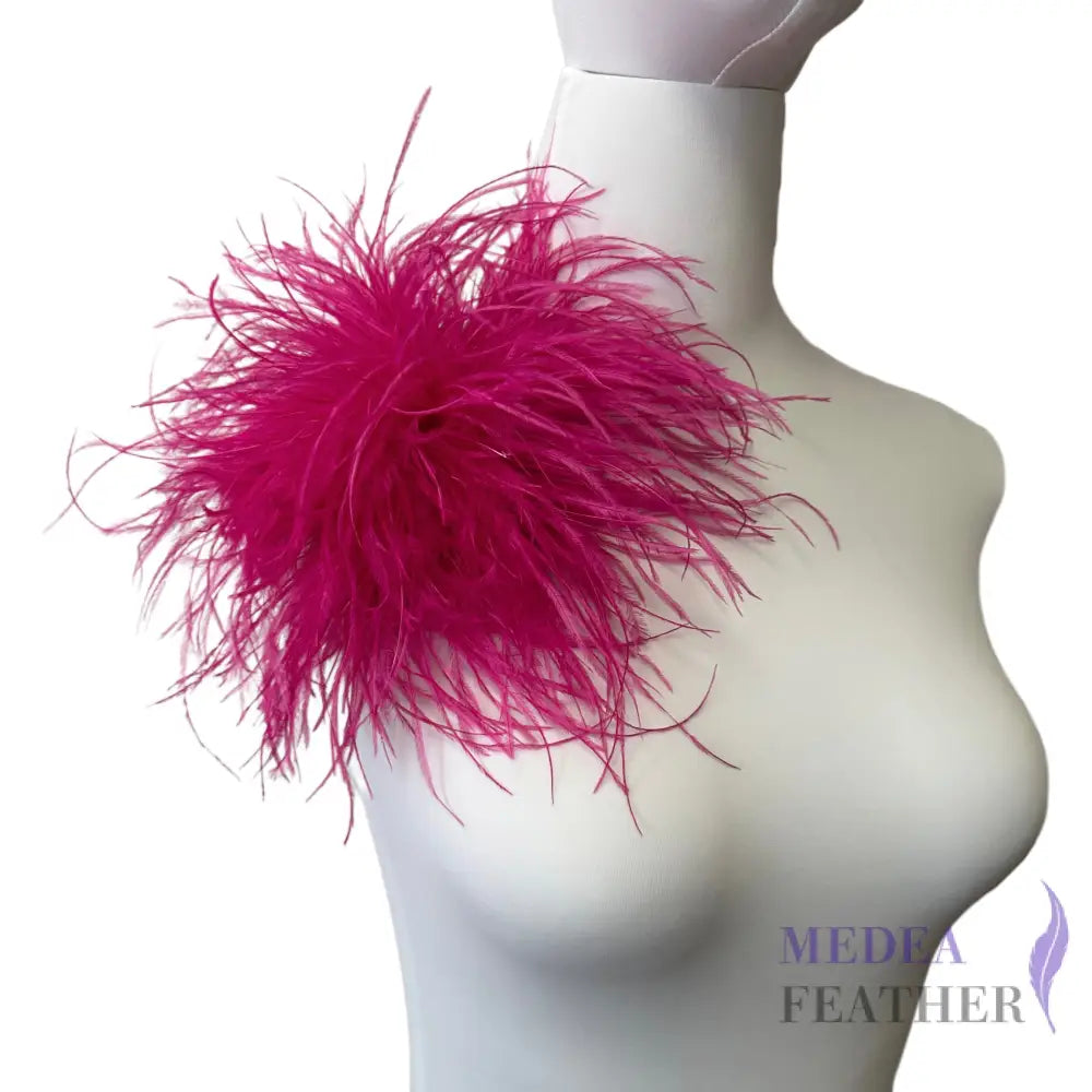Extra Large 25cm Ostrich Feather Ball Feather Brooch DS261009 - #20 barbie pink / Felt pad