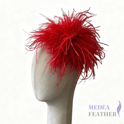 Extra Large 25cm Ostrich Feather Ball Feather Brooch DS261009 - #22 Red / Felt pad