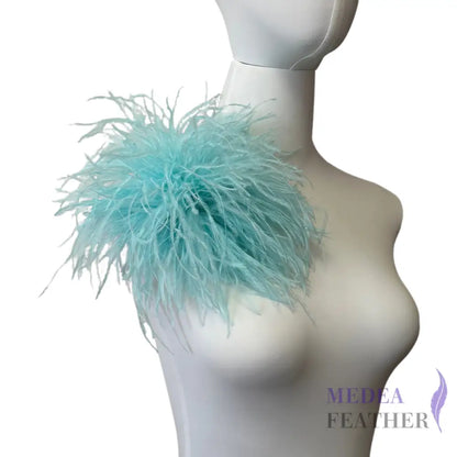 Extra Large 25cm Ostrich Feather Ball Feather Brooch DS261009 - #76 Aqua / Felt pad