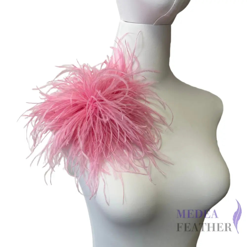 Extra Large 25cm Ostrich Feather Ball Feather Brooch DS261009 - pink / Felt pad