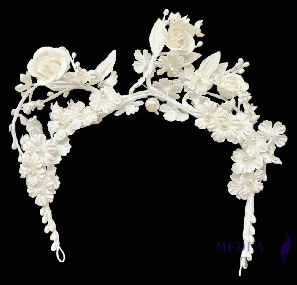 Fabric Flower Headband Decoration Set 02 - White