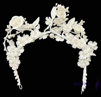 Fabric Flower Headband Decoration Set 02 - White