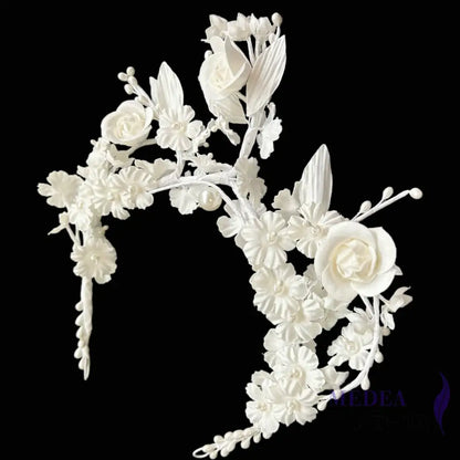Fabric Flower Headband Decoration Set 02 - White