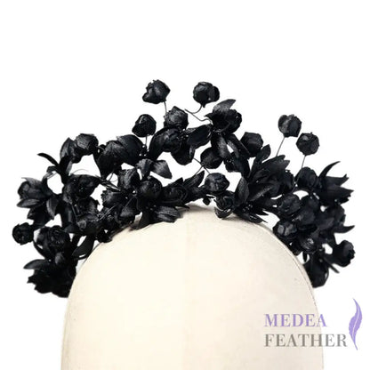 Fabric Flower Headband Decoration Set - Black