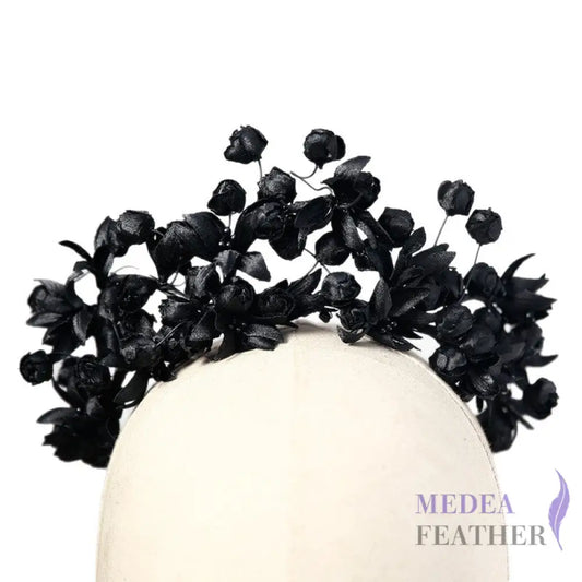 Fabric Flower Headband Decoration Set - Black