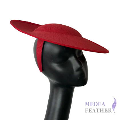 Tilted Oversized Brim Hat | Avant-Garde Statement Headpiece - Crimson Red