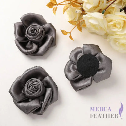 Fabric Satin Camellia Flower - grey