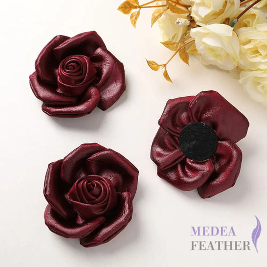 Fabric Satin Camellia Flower - Red
