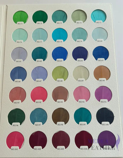 Feather Colour Card Chart 105 colours