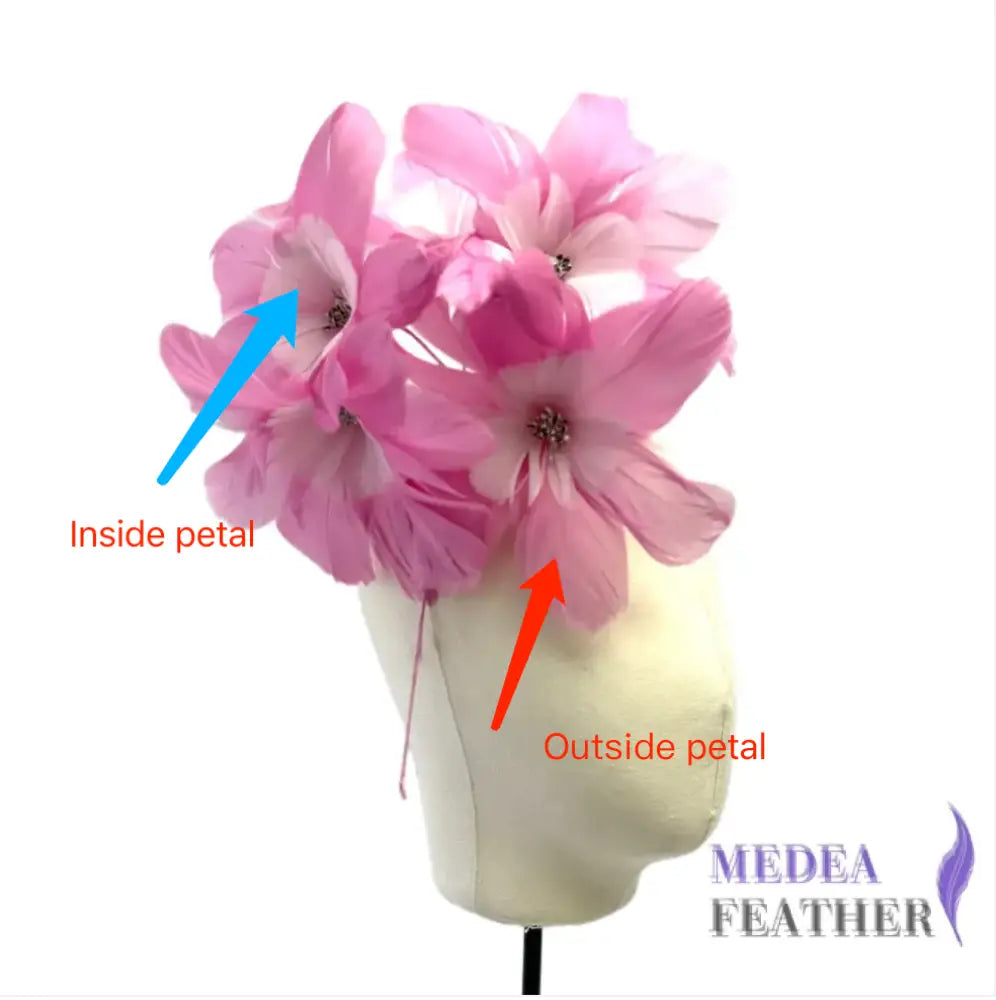 Five Flowers Handmade Double Layer Design Feather Flower Mount