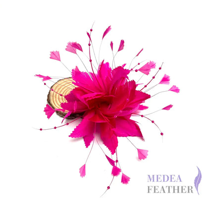 ’Flying Flowers and Butterflies ’/Handmade Feather Flower Mount #20 Barbie pink