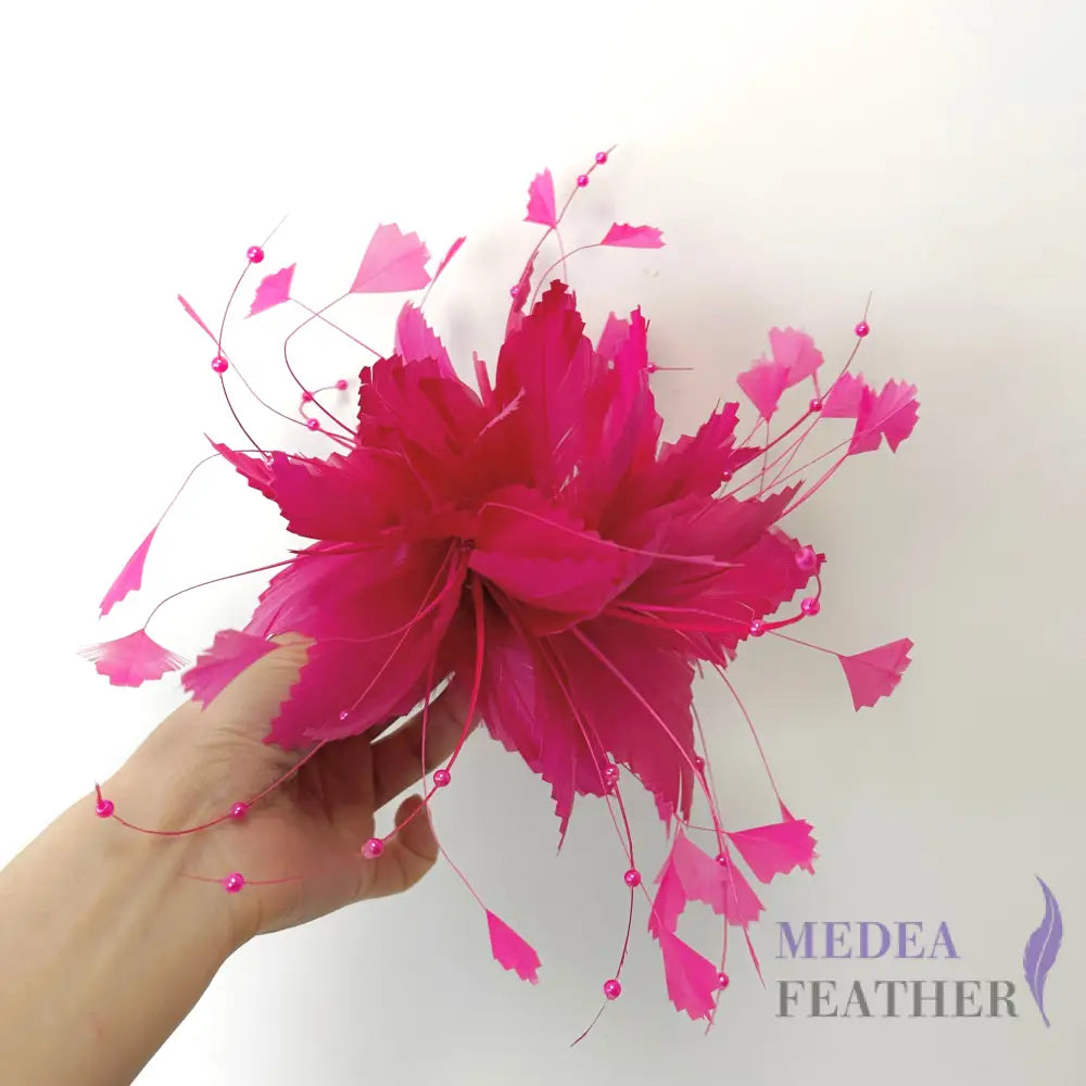’Flying Flowers and Butterflies ’/Handmade Feather Flower Mount Hot pink