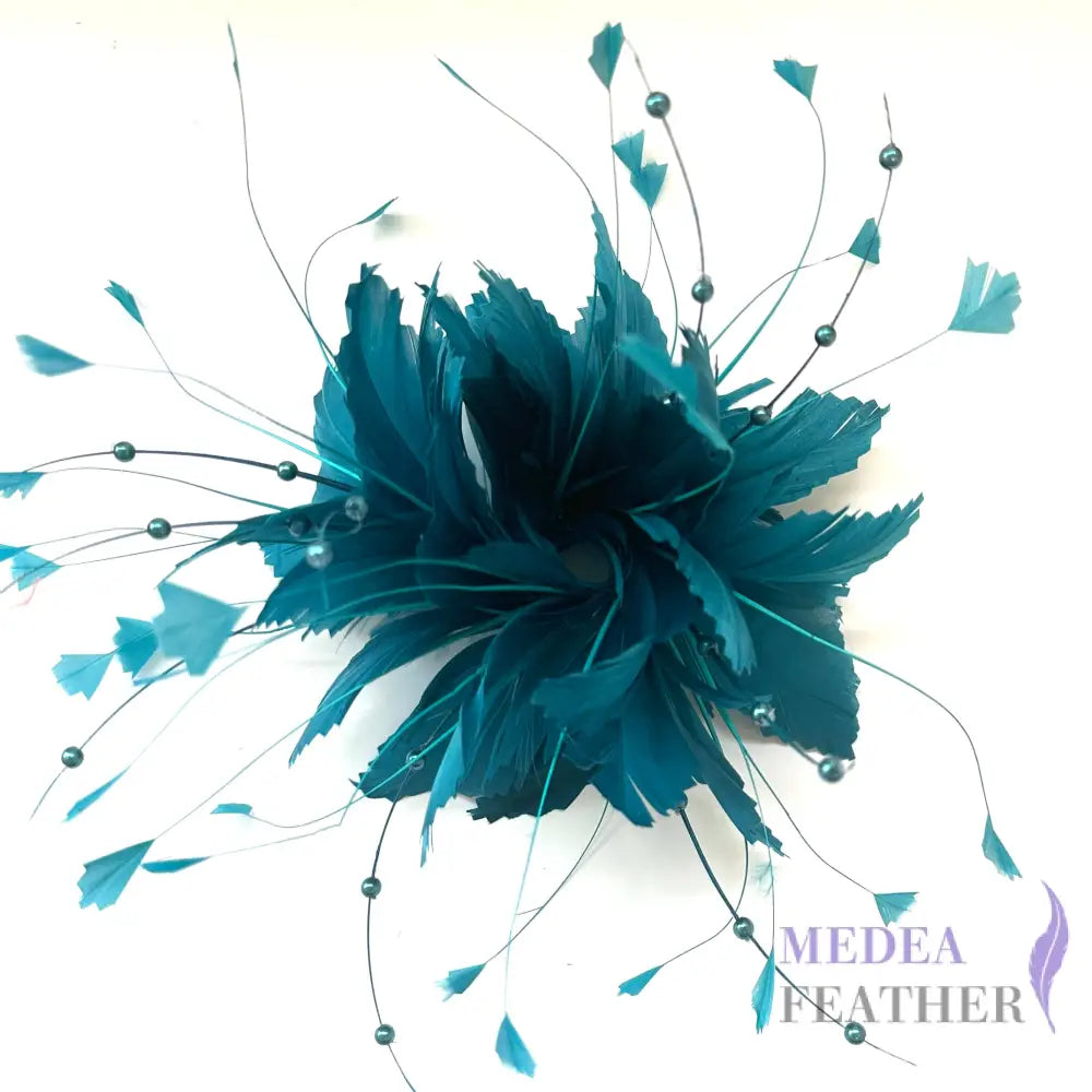 ’Flying Flowers and Butterflies ’/Handmade Feather Flower Mount #99 peacock