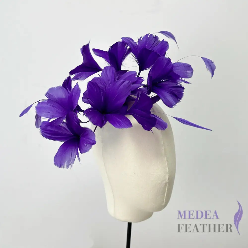 FM046 Surrounded Feather Flowers Set #63 purple