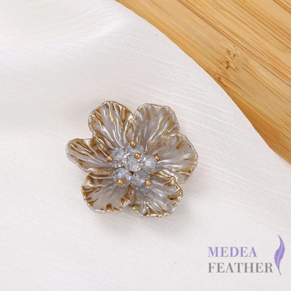 Gold Edge Bead Flower BF12 Gray