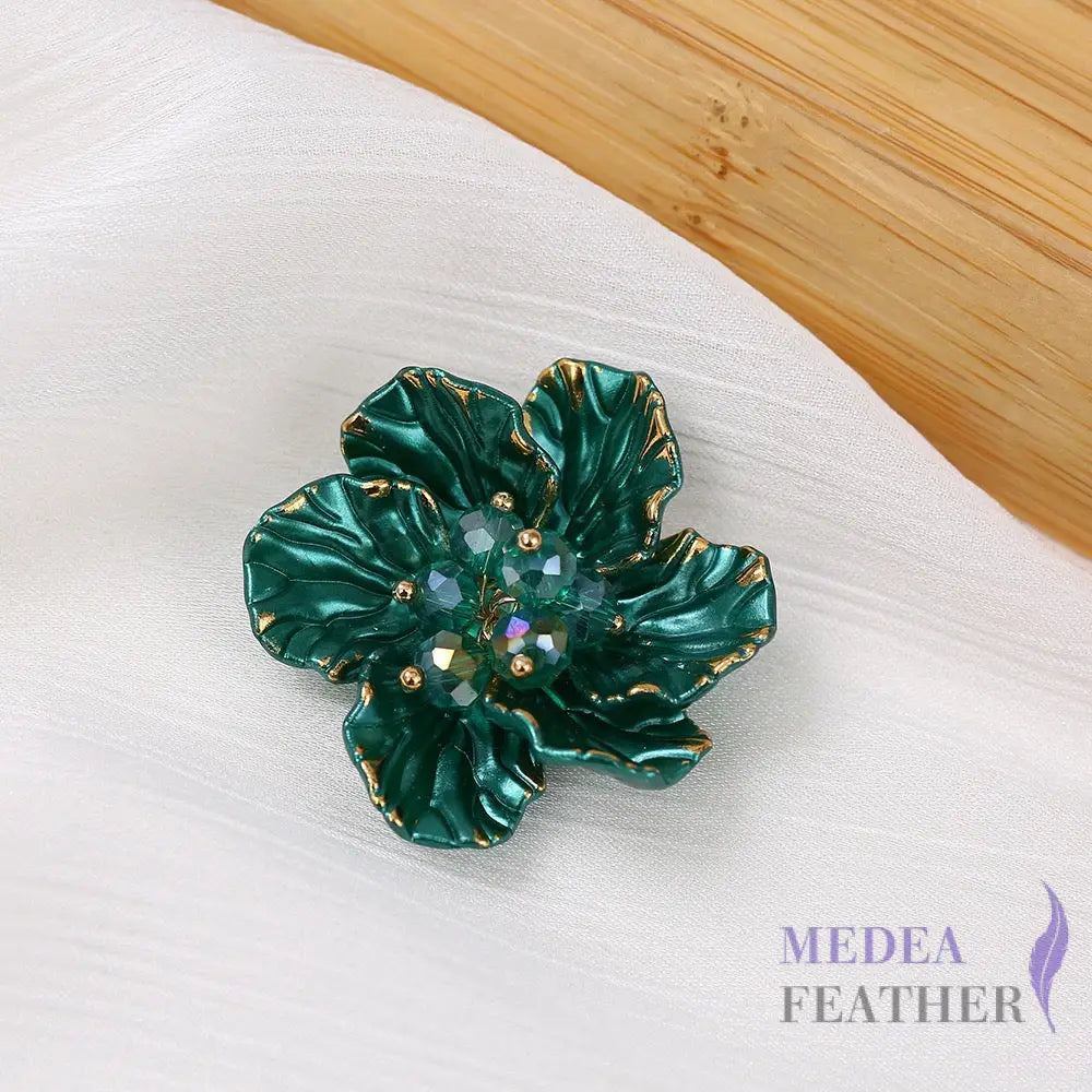 Gold Edge Bead Flower BF12 Olive Green