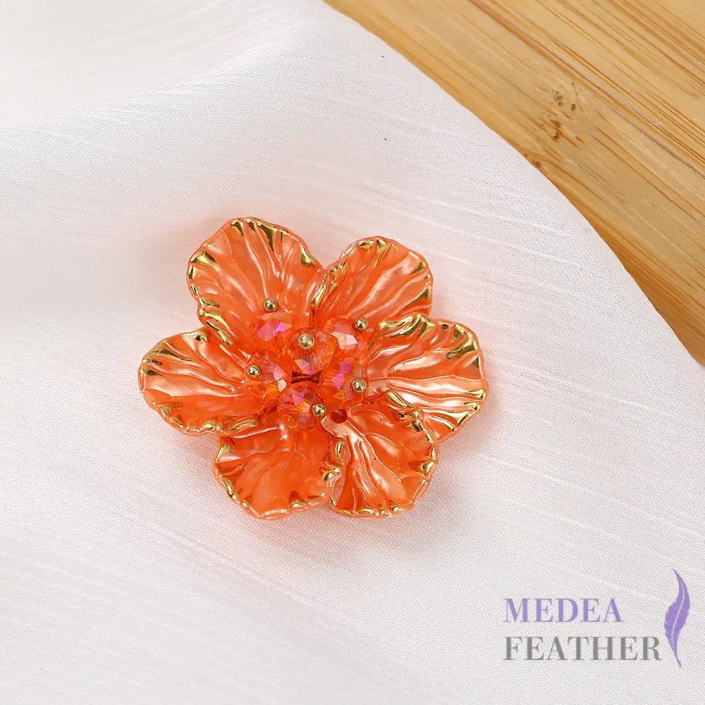 Gold Edge Bead Flower BF12 Orange