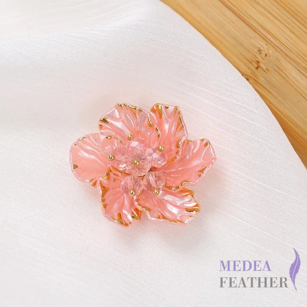 Gold Edge Bead Flower BF12 Pink