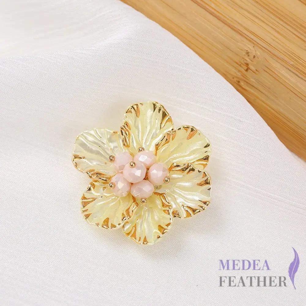 Gold Edge Bead Flower BF12 Yellow