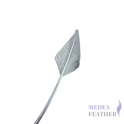 Gold Silver Lurex Arrow Head Turkey Quill Feather - Entirely silver