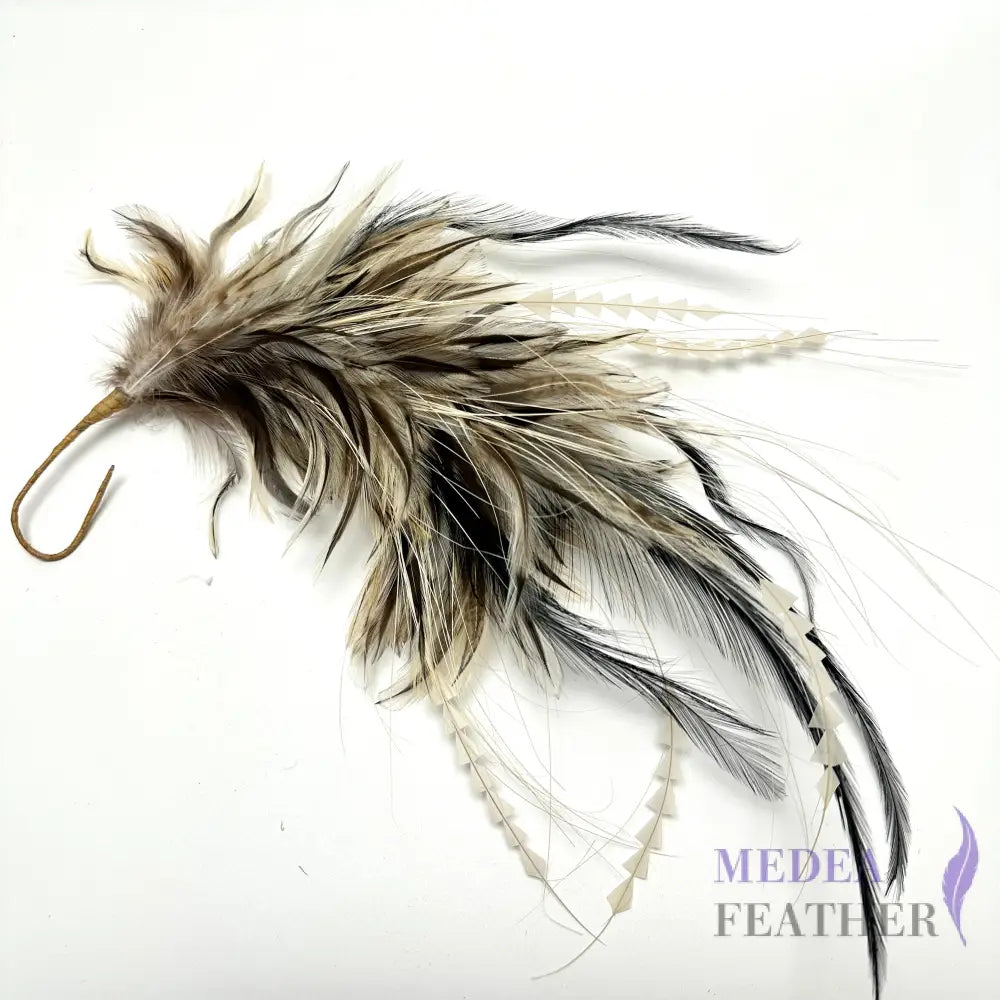 Golden Badger Strung Rooster Neck Hackle Feather Mount Custom - Please add text below