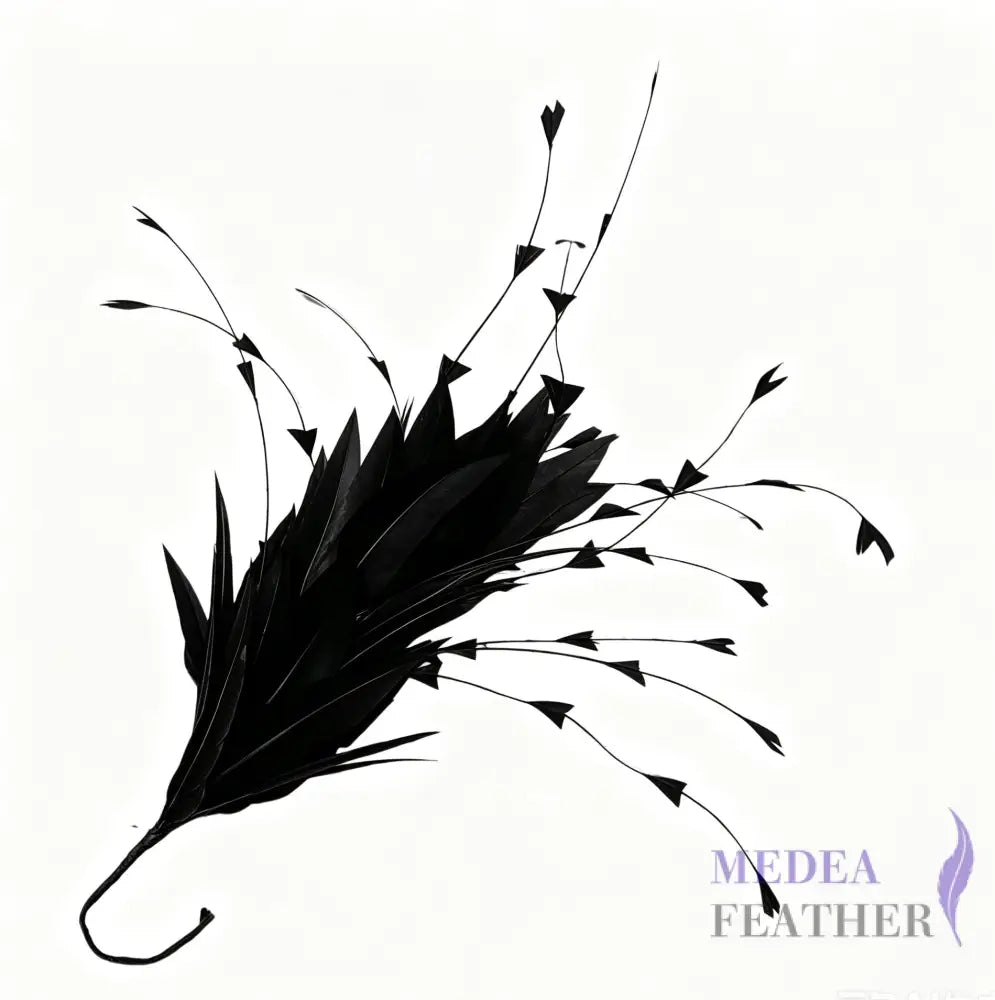 Goose and Long Trimmed Coque Feather Mount FM514 - #03 black
