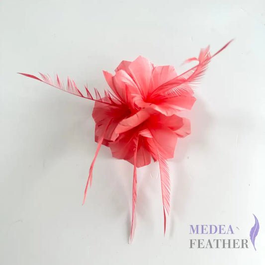 Goose Biot Feather Flower Corsage Brooch #27 flamingo pink