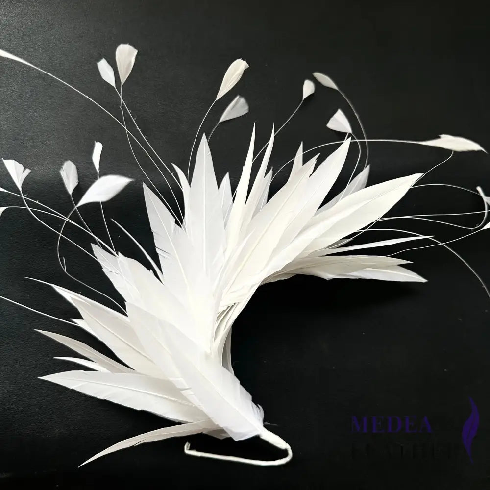 Goose & Coque Feather Hat Mount for Millinery & Fascinator Making - FM304 - #02 white