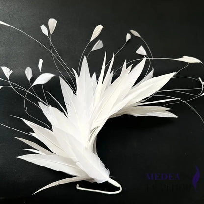 Goose & Coque Feather Hat Mount for Millinery & Fascinator Making - FM304 - #02 white