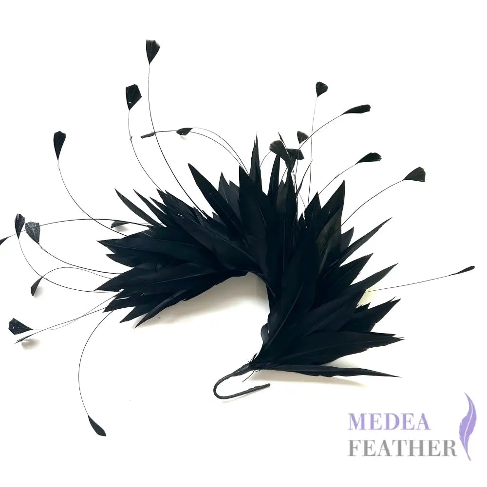 Goose & Coque Feather Hat Mount for Millinery & Fascinator Making - FM304 - #03 black