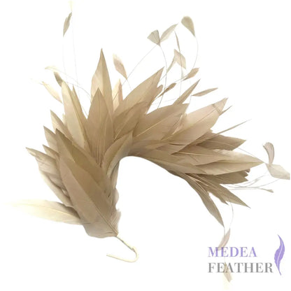 Goose & Coque Feather Hat Mount for Millinery & Fascinator Making - FM304 - #05 beige