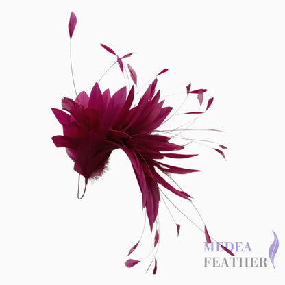 Goose & Coque Feather Hat Mount for Millinery & Fascinator Making - FM304 - #104 red plum
