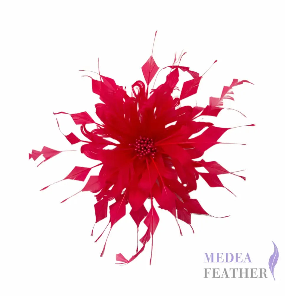 Goose Feather & Diamond Coque Feather Tips Flower Mount DS260119 - #31 rose red