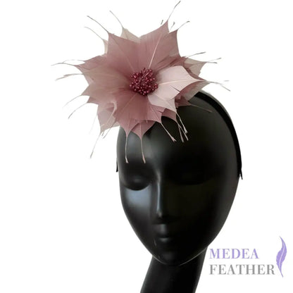 Goose Feather Flower 14cm FM024 - #09 wood rose&08 grayish purple