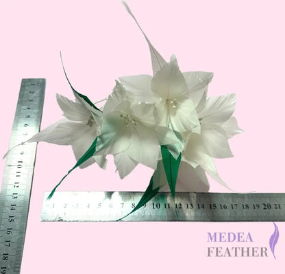 Goose Feather Flower Spray with Spiky Leaves DS26100901 - Custom - Please add text below