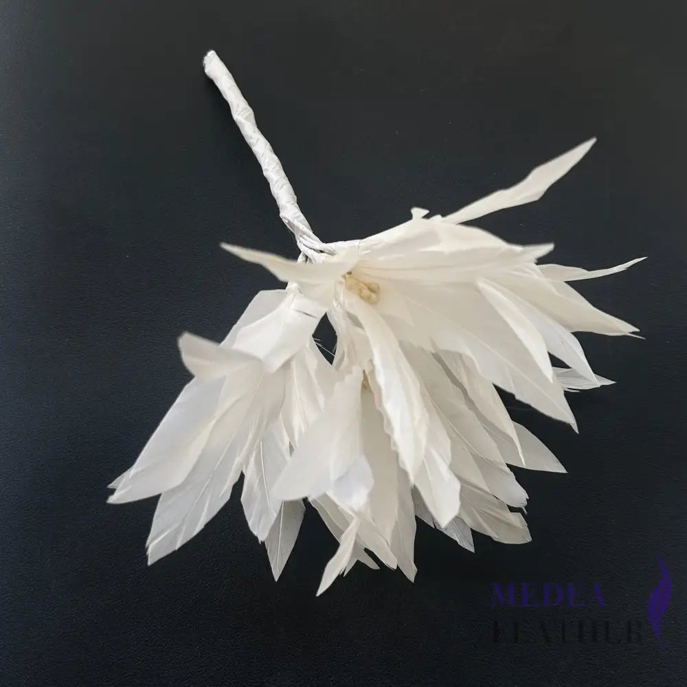 Goose Feather Pom Flower Millinery Hat Mount #01 Ivory