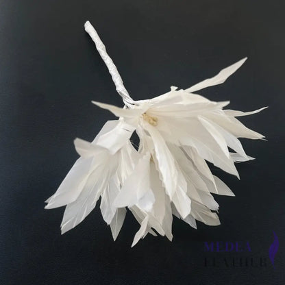 Goose Feather Pom Flower Millinery Hat Mount #01 Ivory