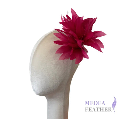 Goose Feather Pom Flower Millinery Hat Mount #101 fandango pink