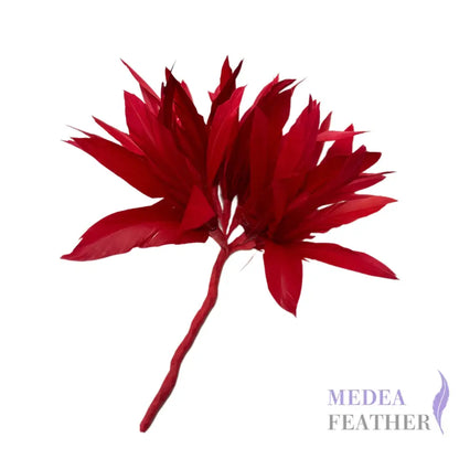 Goose Feather Pom Flower Millinery Hat Mount Red