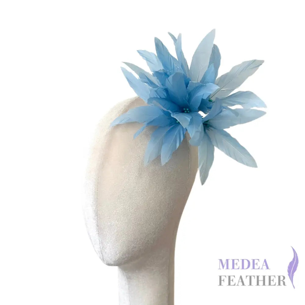 Goose Feather Pom Flower Millinery Hat Mount #80 baby blue
