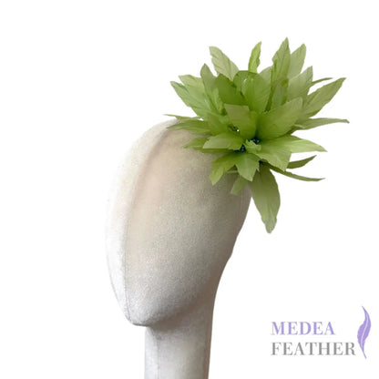 Goose Feather Pom Flower Millinery Hat Mount #88 green banana
