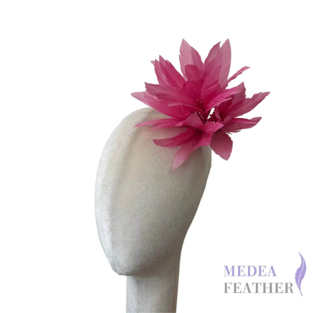 Goose Feather Pom Flower Millinery Hat Mount #94 begonia pink