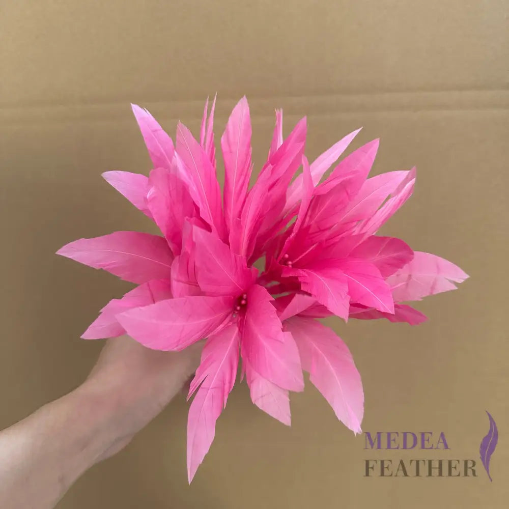 Goose Feather Pom Flower Millinery Hat Mount FF055 - #94 begonia pink
