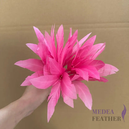 Goose Feather Pom Flower Millinery Hat Mount FF055 - #94 begonia pink